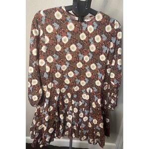 RHODE Organic Cotton Floral Tiered Dress Boho Cottagecore S‎